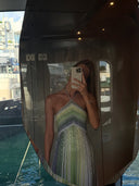 Kendall | Women's Sequin Striped Knit Halter Maxi Dress