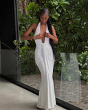 Amira | Women's Deep Halter Maxi Summer Dress