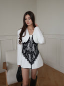 Annalise | Women's V-Neck Lace-Splicing Blazer-Style Mini Dress
