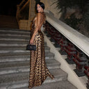 Anya | Women's Leopard Print Halter Tie-Backless Maxi Summer Dress