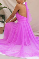 Aylin | Women's Sleeveless Halter-Neck Midi Prom Dress
