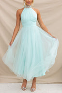 Aylin | Women's Sleeveless Halter-Neck Midi Prom Dress