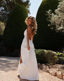 Callista | Women's Sleeveless Halter V-Neck Pleated Maxi Summer Dress