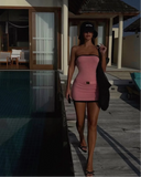 Daisy | Women's Strapless Buckle Detail Knit Mini Dress
