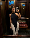 Francesca | Women's High-Neck Sleeveless Backless Pleated Midi Dress