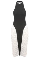 Francesca | Women's High-Neck Sleeveless Backless Pleated Midi Dress