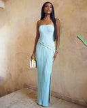 Isadora | Women's Strapless Side-Slit Knit Maxi Summer Dress