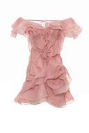 Jazlyn | Women's V-Neck Off-Shoulder Ruffled Mini Summer Dress