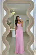June | Women's Strapless Twisted Bodice Pleated Maxi Summer Dress