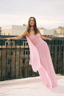June | Women's Strapless Twisted Bodice Pleated Maxi Summer Dress