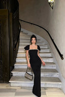 Keira | Women's Square-Neck Shoulder-Drape Bodycon Maxi Dress