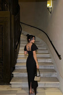 Keira | Women's Square-Neck Shoulder-Drape Bodycon Maxi Dress