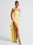 Kristin | Women's Strapless Slit Maxi Prom Dress