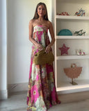 Maelynn | Women's Floral Strapless Maxi Summer Wedding Guest Dress