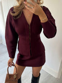 Melisa | Women's Ribbed Long Sleeve Two-piece Set