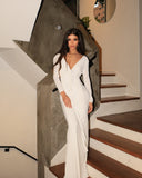Paulina | Women's Long Sleeve V-Neck Bodycon Maxi Dress