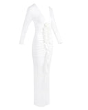 Paulina | Women's Long Sleeve V-Neck Bodycon Maxi Dress