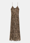 Pixie | Women's Leopard Print Spaghetti Strap Flowy Maxi Summer Dress