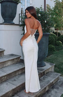Rae | Women's Strapless Corset Ruched Evening Maxi Wedding Guest Dress