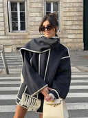 Riley | Women's Embroidered Buttoned Coat with Scarf