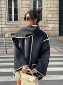 Riley | Women's Embroidered Buttoned Coat with Scarf
