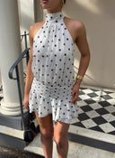 River | Women's High-Neck Polka Dot Halterneck Mini Dress