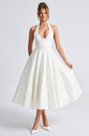 Rosalie | Women's Halter-Neck Midi Wedding Guest Dress