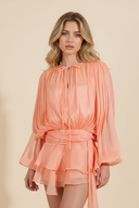 Sophia | Women’s Flowing Balloon Sleeve Mini Summer Vacation Dress