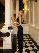 Tyra | Women's Crystal Cut-Out Halterneck Maxi Party Dress