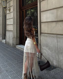 Zariah | Women's Wrap Silhouette Embroidery Fringe Skirt
