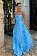 Luella | Women's Halter Pleated Maxi Prom Dress