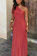 Brittany | Women's One-Shoulder Mesh Maxi Summer Dress