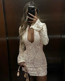 Sem | Women's Elegant Longsleeve Lace Mini Dress
