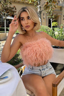 Romee | Women's Strapless Feather Festival Party Top